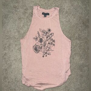 Kendall & Kylie Pink and Gray Floral Graphic Tank Top, size Small